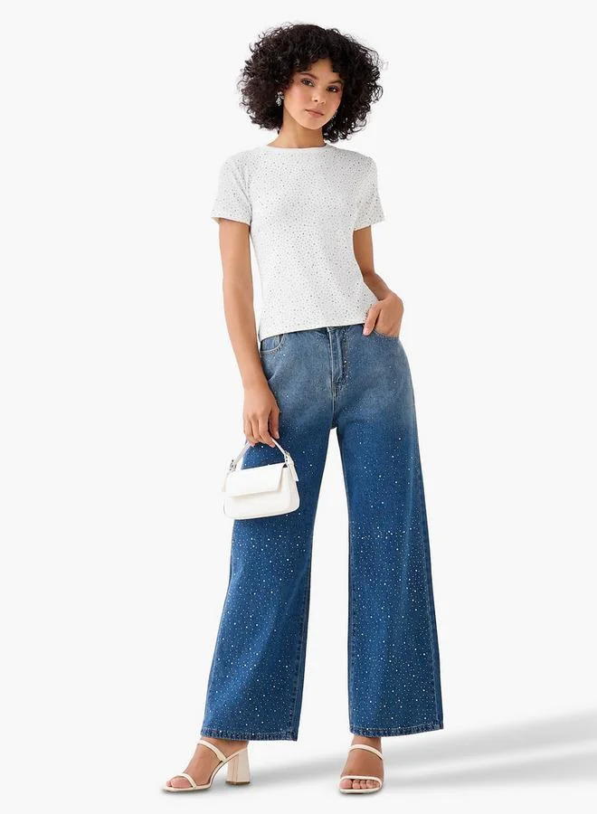 تواكستريمز تيشيرت  بقصة عادية مزين بتطريزات